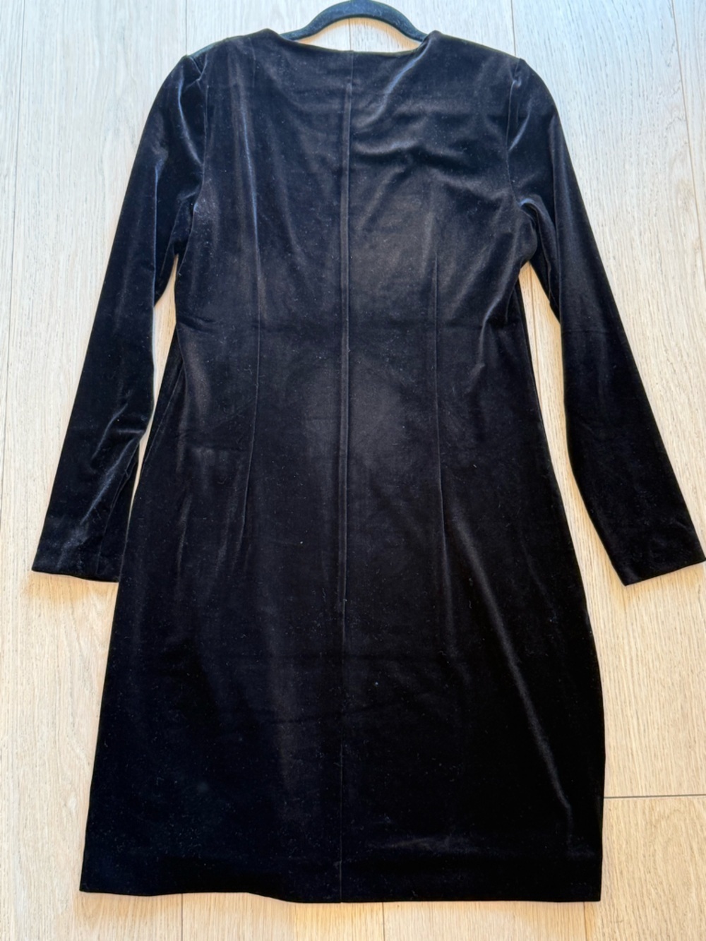 French Connection Black Velvet Mini Dress Gold Zip Slit US 10 🖤 Night Out Luxe - Picture 5 of 5